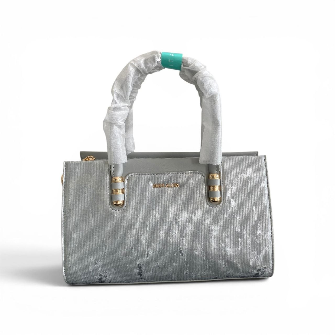 Silver Luxe Textured Handbag